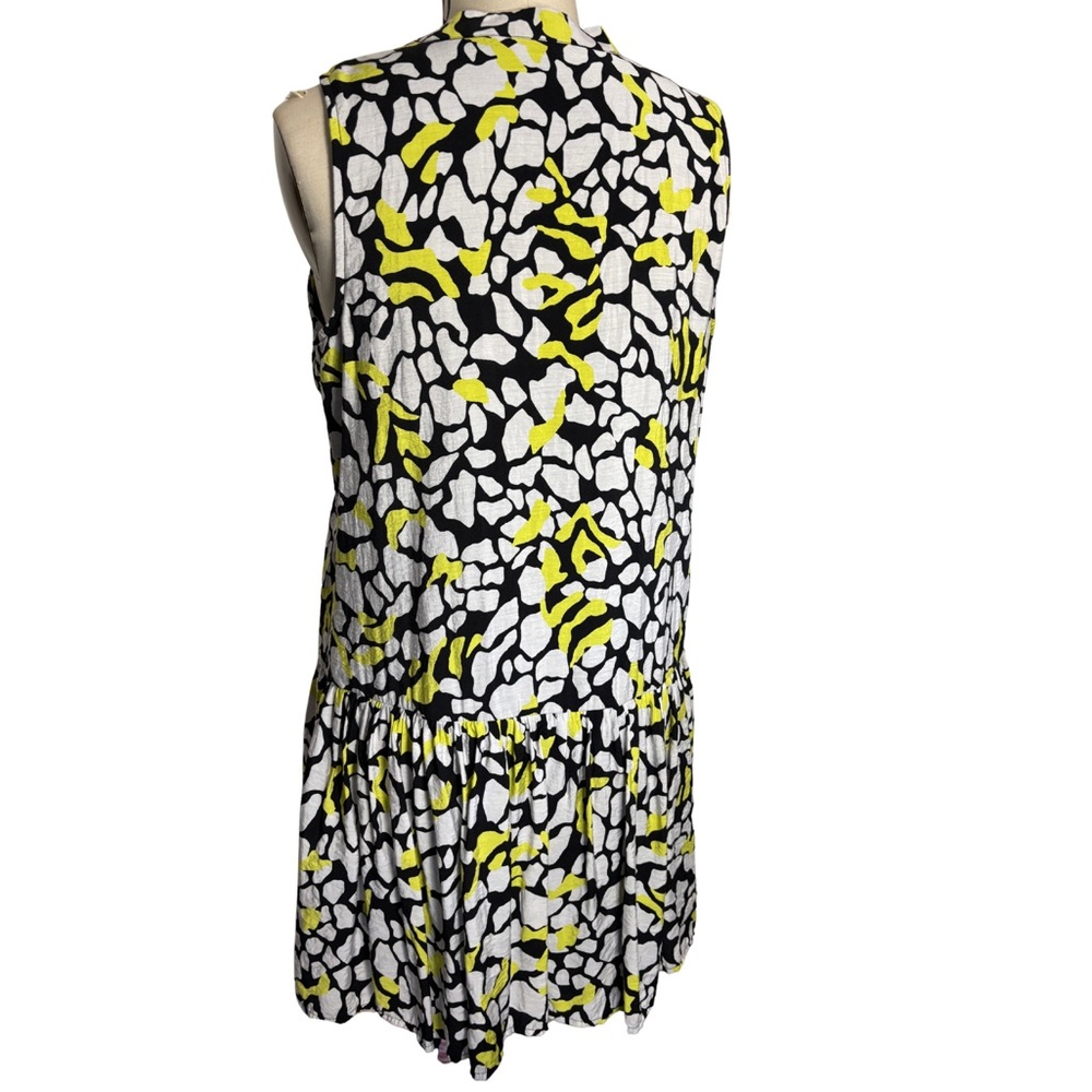 Nine West M Black White & Yellow Abstract Patterned Summer Dress Summer Nursing - Picture 2 of 6